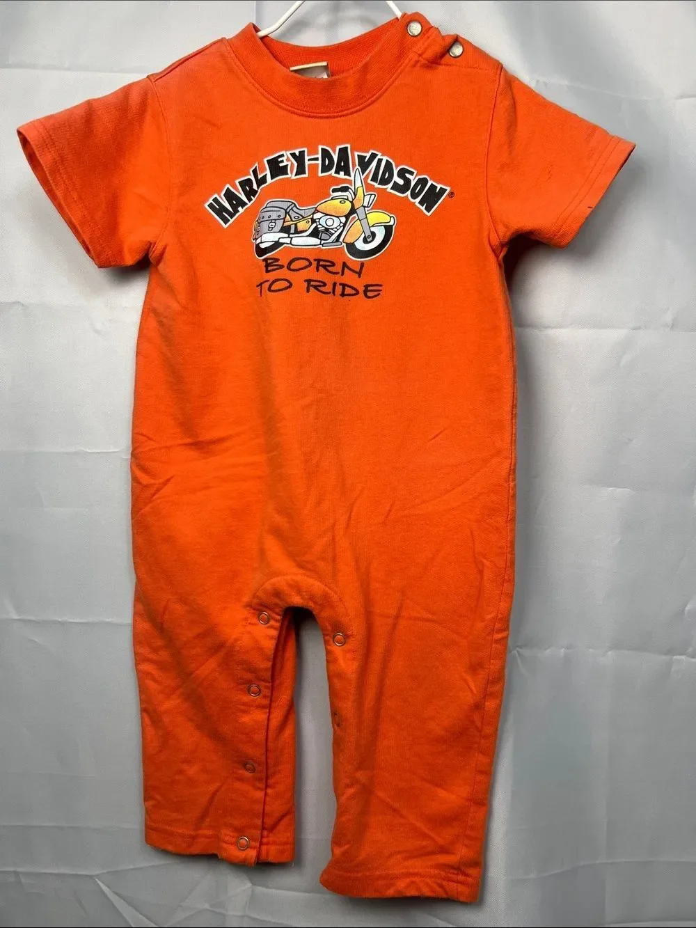 Harley Davidson orange Motorcycle Born to ride short sleeve one piece jumpsuit